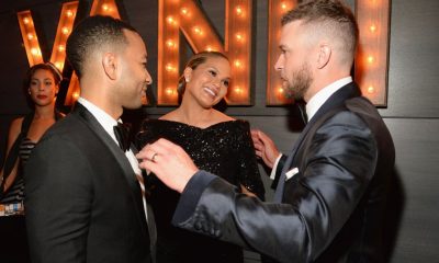 Chrissy Teigen Shares Video Of Justin Timberlake Hugging John Legend at New York Concert